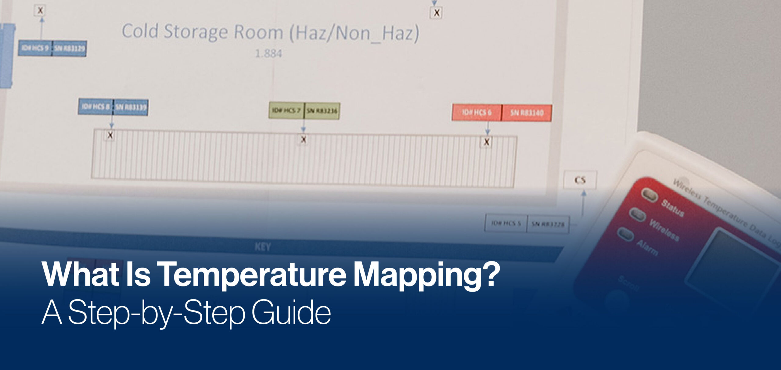 Hero banner for 'What Is Temperature Mapping?': a cold storage diagram with labeled zones and a blue gradient title overlay.